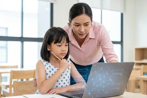 Academic tutor helping a student